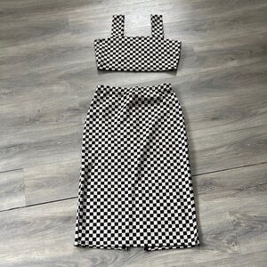 Dressed in LALA Black and White Checkered Maxi Dress